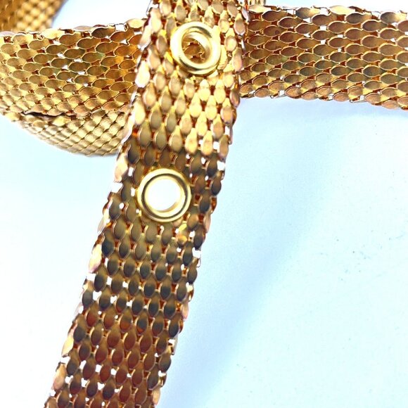 Vintage Retro Glam Gold Tone Shiny Mesh Women's Adjustable 29”-33” One Inch Wide - Picture 6 of 8